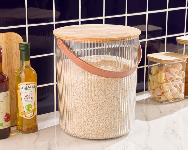سطل شیاردار درب چوبی 12 لیتر لیمون Limon wooden lid grooved bucket