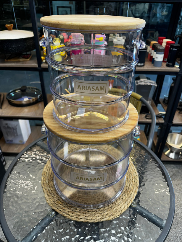 بشکه نشکن 5 لیتری درب چوبی آریاسام unbreakable barrel with wooden lid