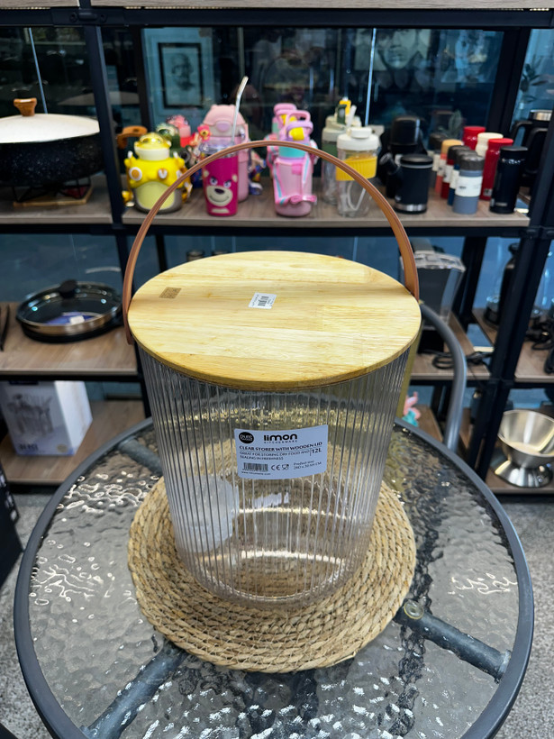 سطل شیاردار درب چوبی 12 لیتر لیمون Limon wooden lid grooved bucket