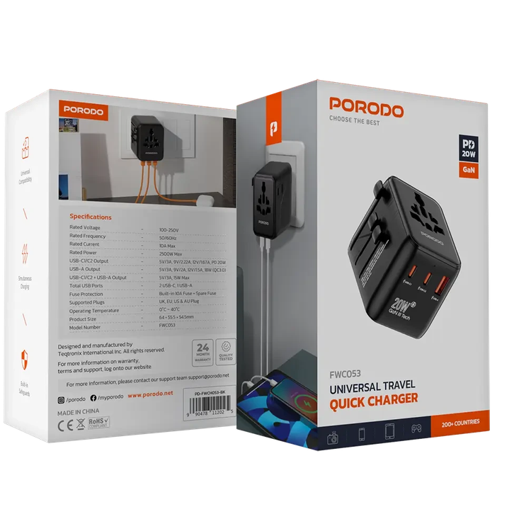 شارژر مسافرتی پرودو PD 20W FWC053