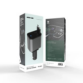 شارژر فندکی لایتنینگ، یو اس بی و تایپ سی 30 وات با کابل 80 سانتی متری GNRCC50WB