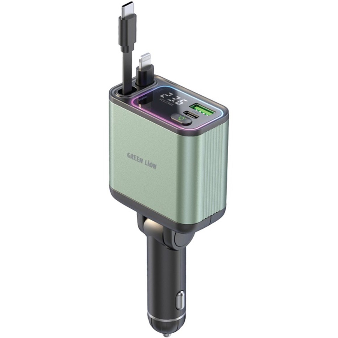شارژر فندکی گرین لاین Green Lion Retractable 90W Car Charger مدل 47241