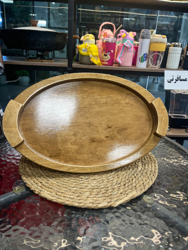 سینی چوبی براق بیضی بزرگ Large oval glossy wooden tray