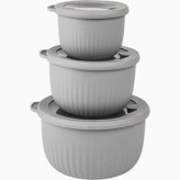 ست کاسه 3 عددی درب دار شیار دار برند لیمون Set of 3 bowls with grooved lids, Lemon brand