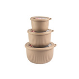 ست کاسه 3 عددی درب دار شیار دار برند لیمون Set of 3 bowls with grooved lids, Lemon brand