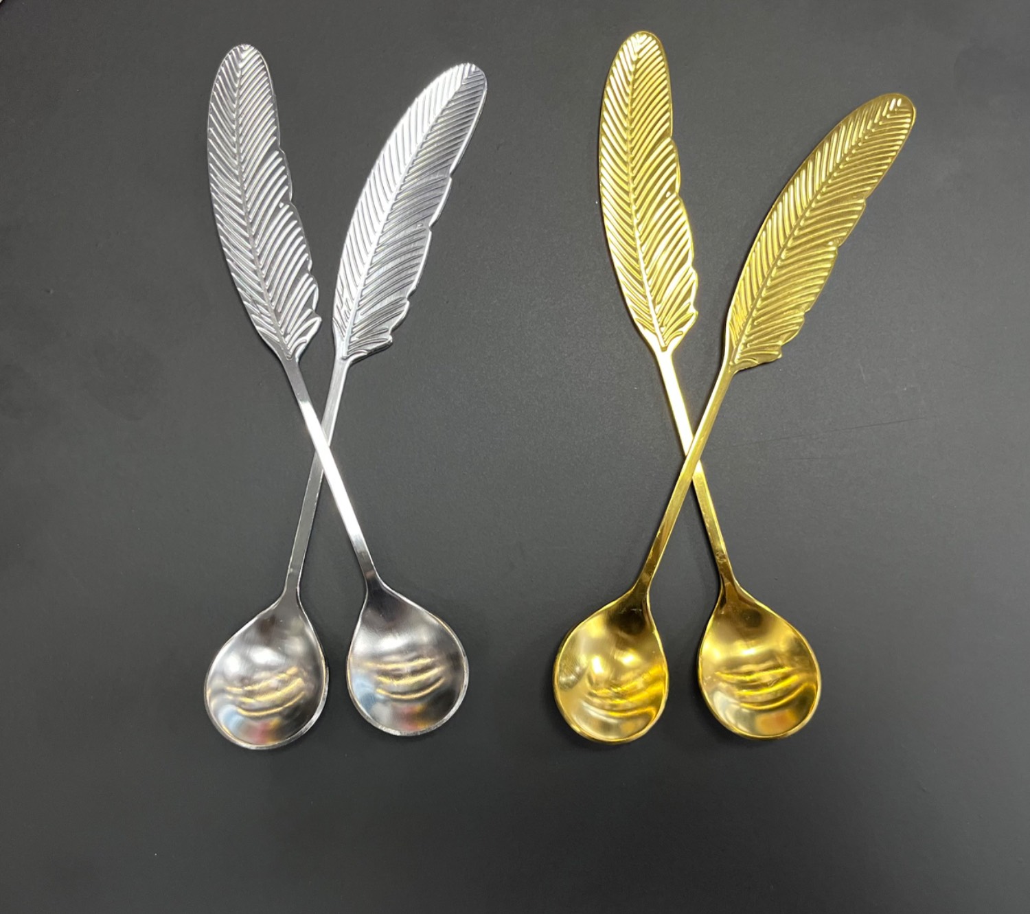 قاشق چای 6 عددی طرح پر برند گویلون 6-piece tea spoon, feather design, Gvilon brand