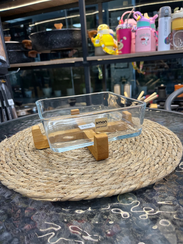 ظرف سرو پایه چوبی Wooden base serving dish