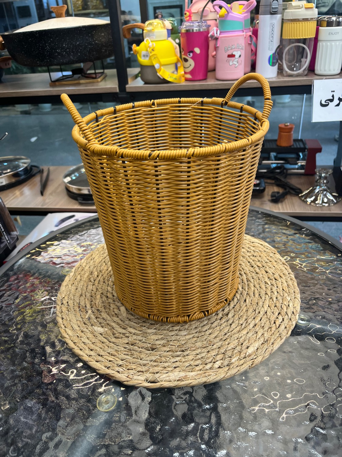 سطل کاغذ حصیری گرد برند گیتا Gita brand Wicker round paper bin