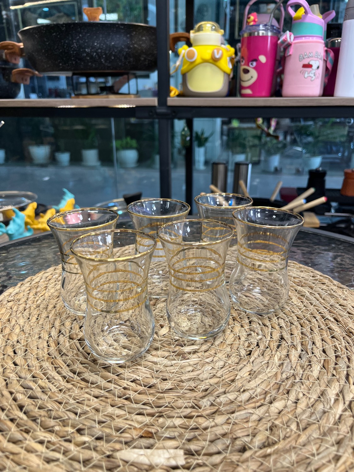 لیوان کمر باریک 6 عددی دور طلایی 6-piece round gold slim waist cup