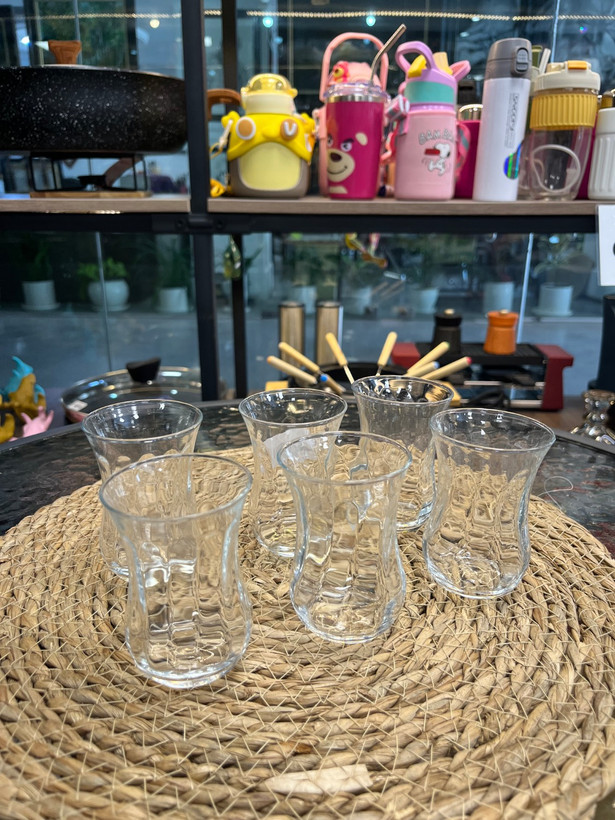 لیوان کمر باریک 6 عددی شیشه ای 6-piece glass slim waist mug