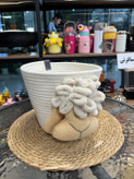 ست سطل و جا دستمال عروس بافت طرح گوسفند Sheep pattern woven bridal bucket and napkin holder set