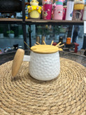 ماگ سرامیکی در چوبی قاشق دار Ceramic mug with wooden spoon