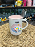 ماگ سرامیکی درب دار مدل یونیکورن Unicorn ceramic mug with lid