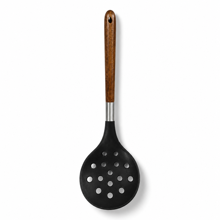 ابزار پخت سیلیکونی دسته چوبی Silicone baking tool with wooden handle