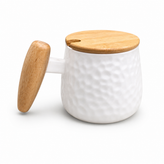 ماگ سرامیکی در چوبی قاشق دار Ceramic mug with wooden spoon