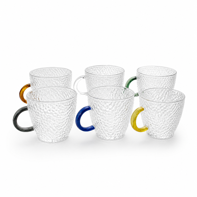 شات پیرکس 6 عددی دسته رنگی Pyrex shot glass, 6 pieces, colored handle
