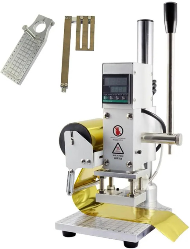 دستگاه پرس حرارتی میبوکا، حکاکی و چاپ فویل روی چرم MIBOCA press machine, engraving and foil printing on leather