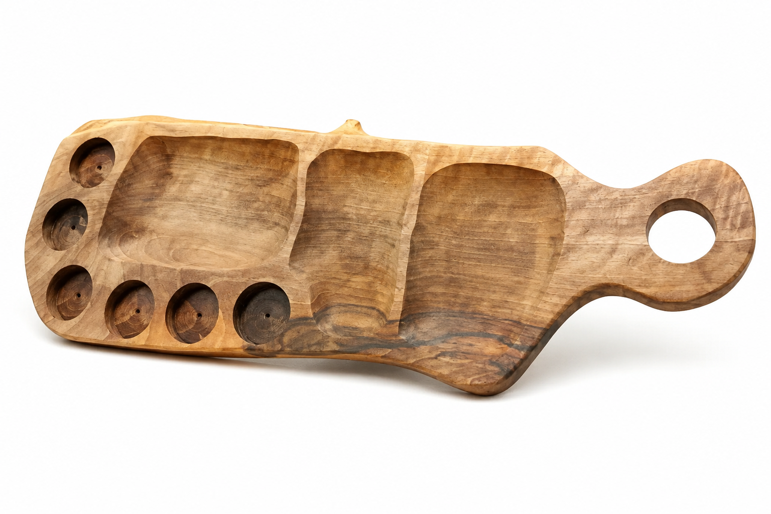 تخته مزه خوری سه خانه شش شات 3-Section Tasting Board 6 Shot Glasses