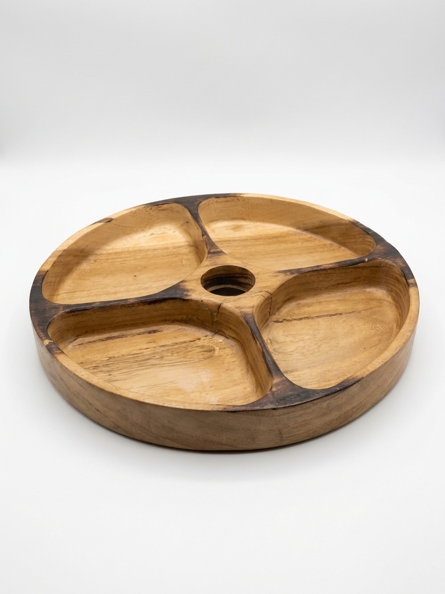سینی مزه خوری بیضی چوبی چهار خانه Four-paneled oval wooden tasting tray