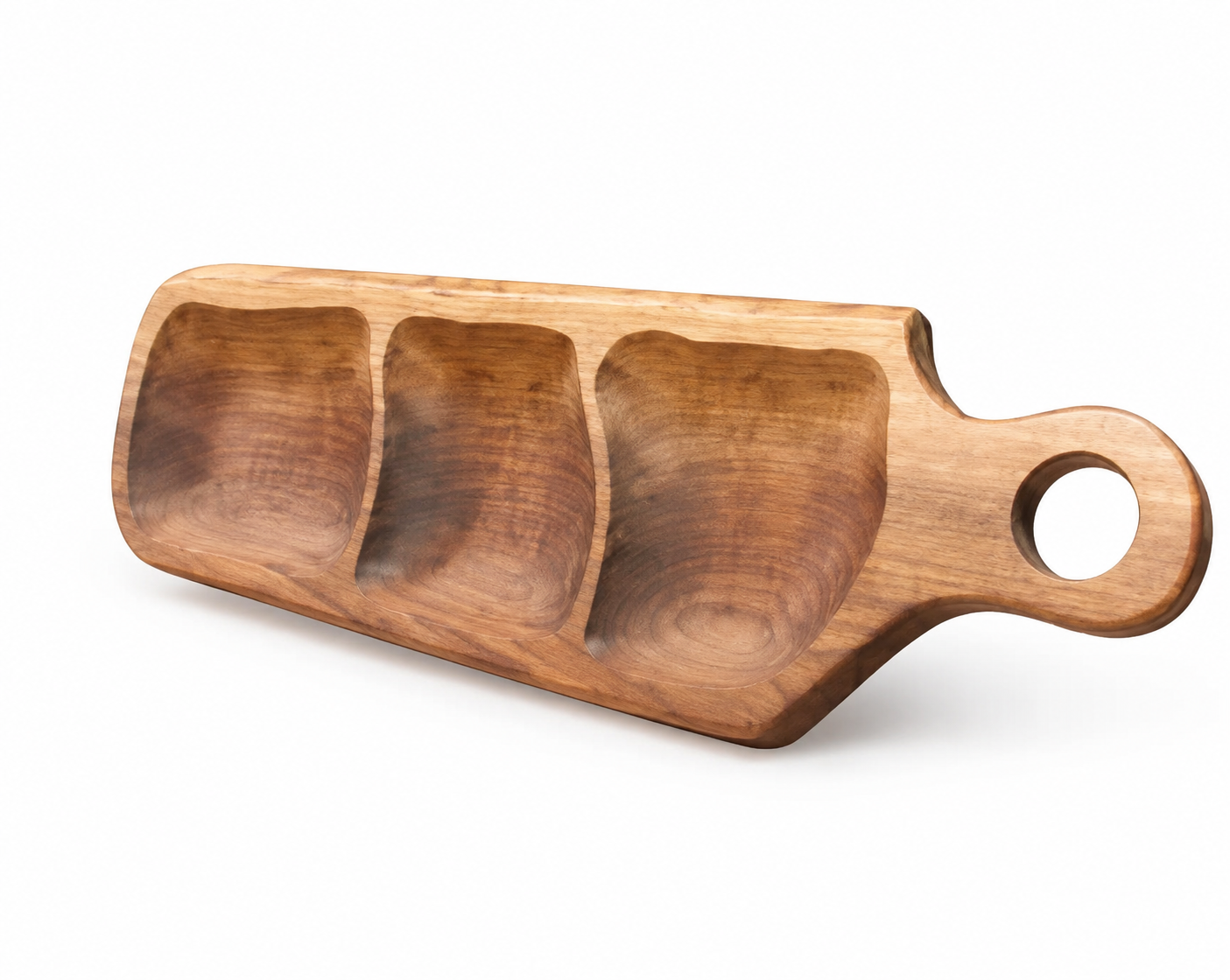 تخته مزه خوری سه خانه دسته دار Three-section serving board