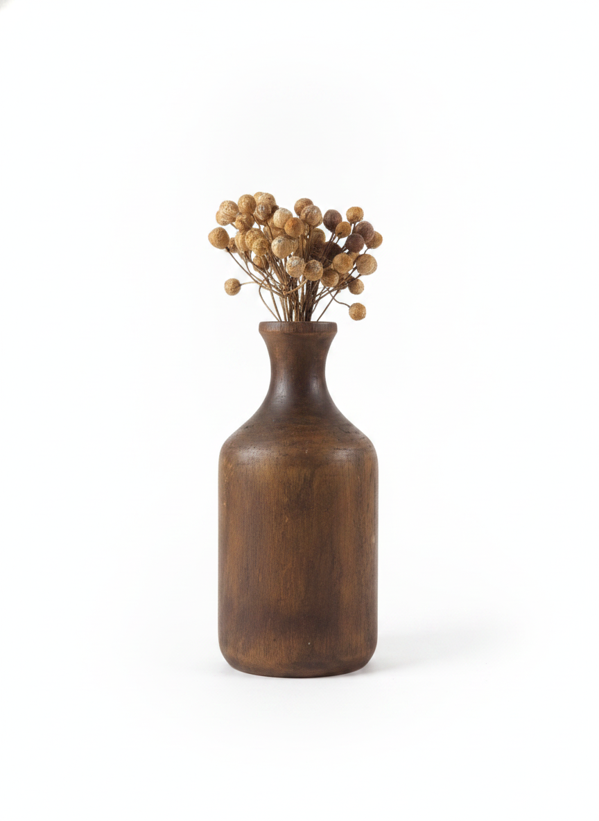 گلدان چوبی همراه گل Wooden vase with flowers