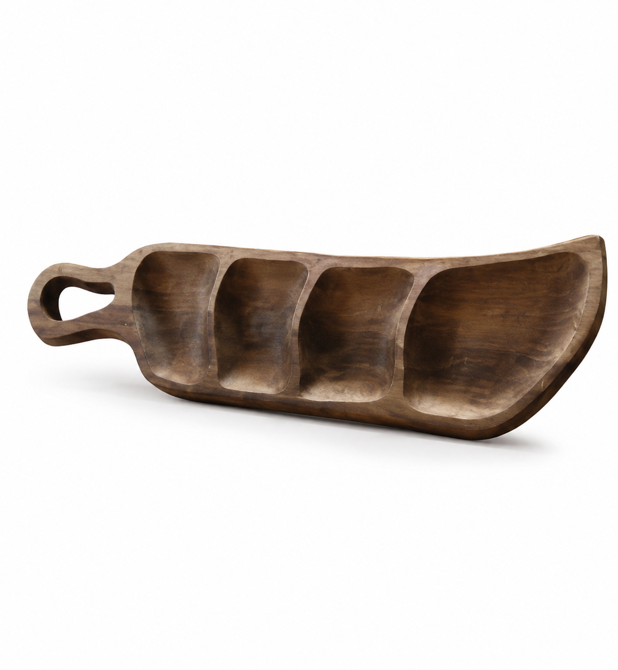 مزه خوری چوبی 4 خانه دسته دار Wooden 4-Compartment Appetizer Tray with Handle
