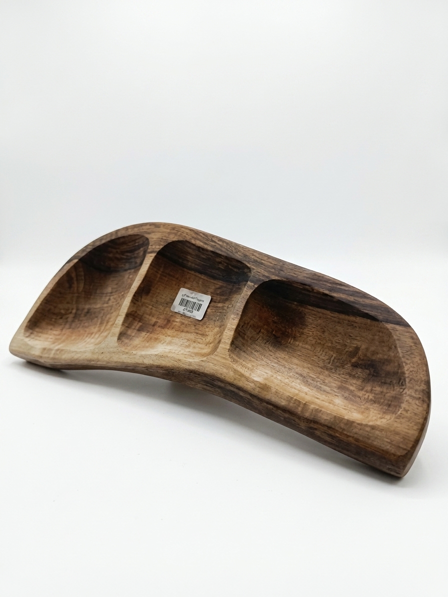 مزه خوری چوبی 3 خانه  3-Compartment Wooden Appetizer Tray