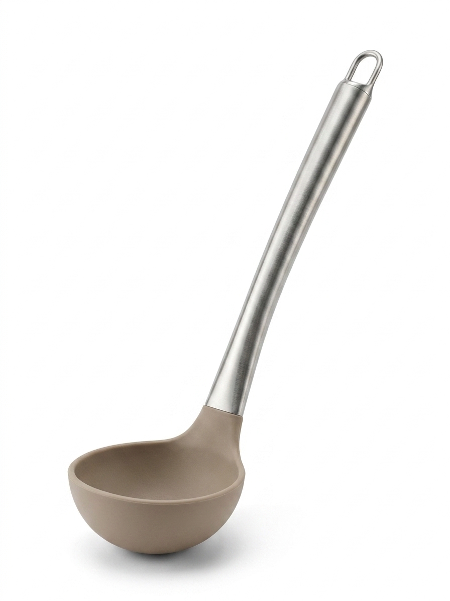 ملاقه سیلیکون دسته استیل Silicone ladle with stainless steel handle