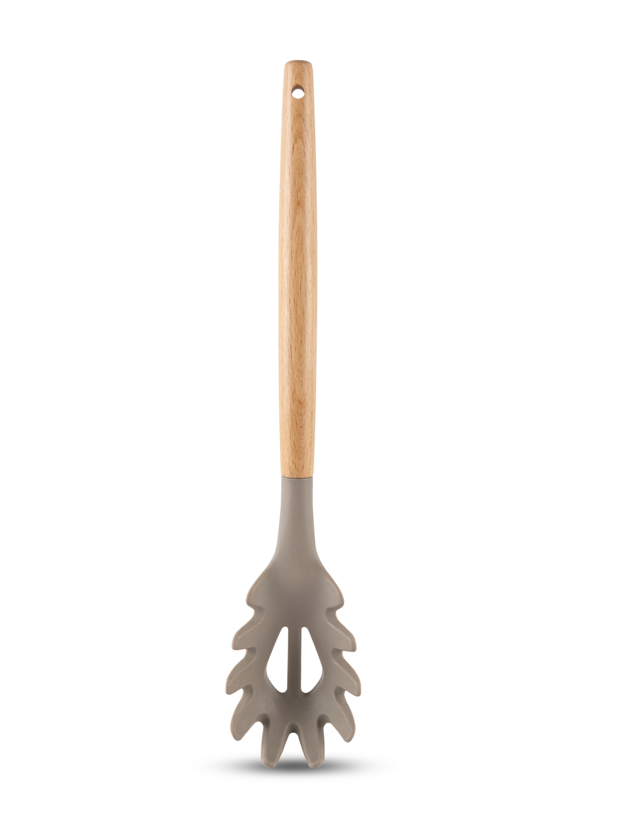 کفگیر ملاقه سیلیکون دسته چوبی Silicone spatula and ladle with wooden handle