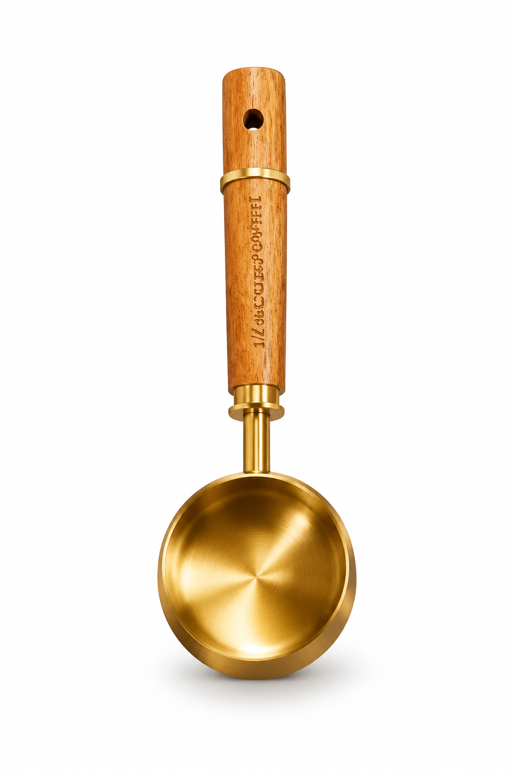 پیمانه دسته چوبی طلایی 60 میل 60ml Measuring Cup with Gold-Colored Wooden Handle