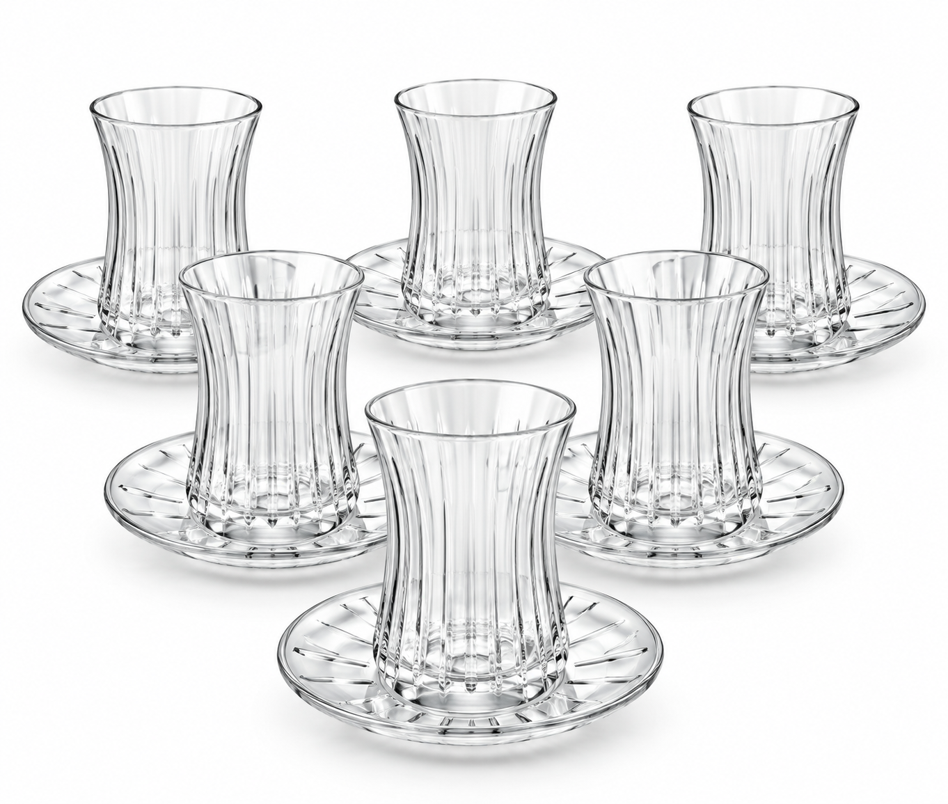 استکان نعلمکی الیسیا 6 عددی Alicia Tea Glass and Saucer Set (6-Piece)