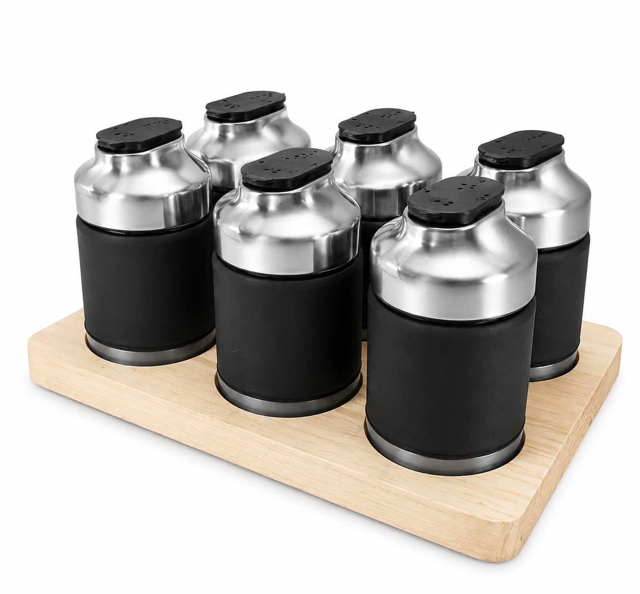 جا ادویه ۷ پارچه چوبی مام استایل  Mom Style 7-Piece Wooden Spice Set