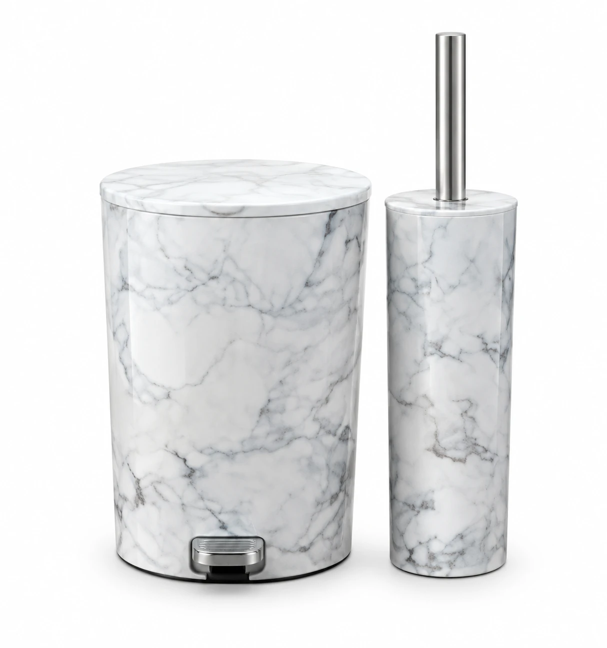 ست سطل و فرچه لیمون طرح ماربل Limon Marble-Design Toilet Brush and Bin Set