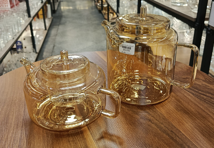 کتری قوری پیرکس ساده عسلی ناتالی Natalie Plain Honey-Colored Pyrex Kettle and Teapot Set