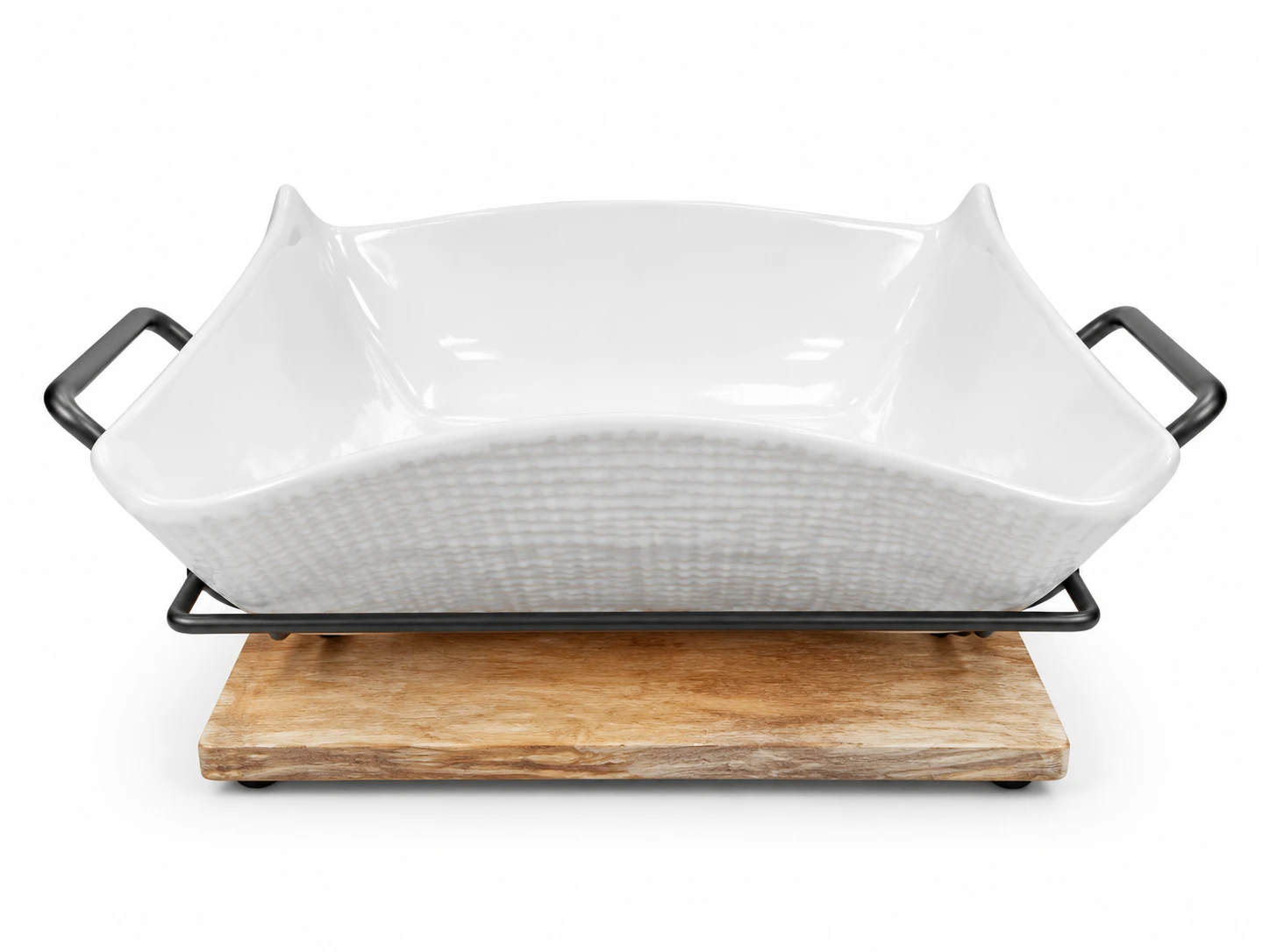 کاسه سالاد مربع پایه چوبی Square salad bowl with a wooden base