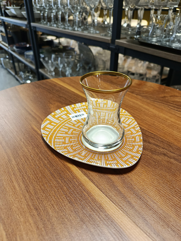 استکان نعبلکی اشکی ریور River Teardrop-Style Tea Glass and Saucer Set