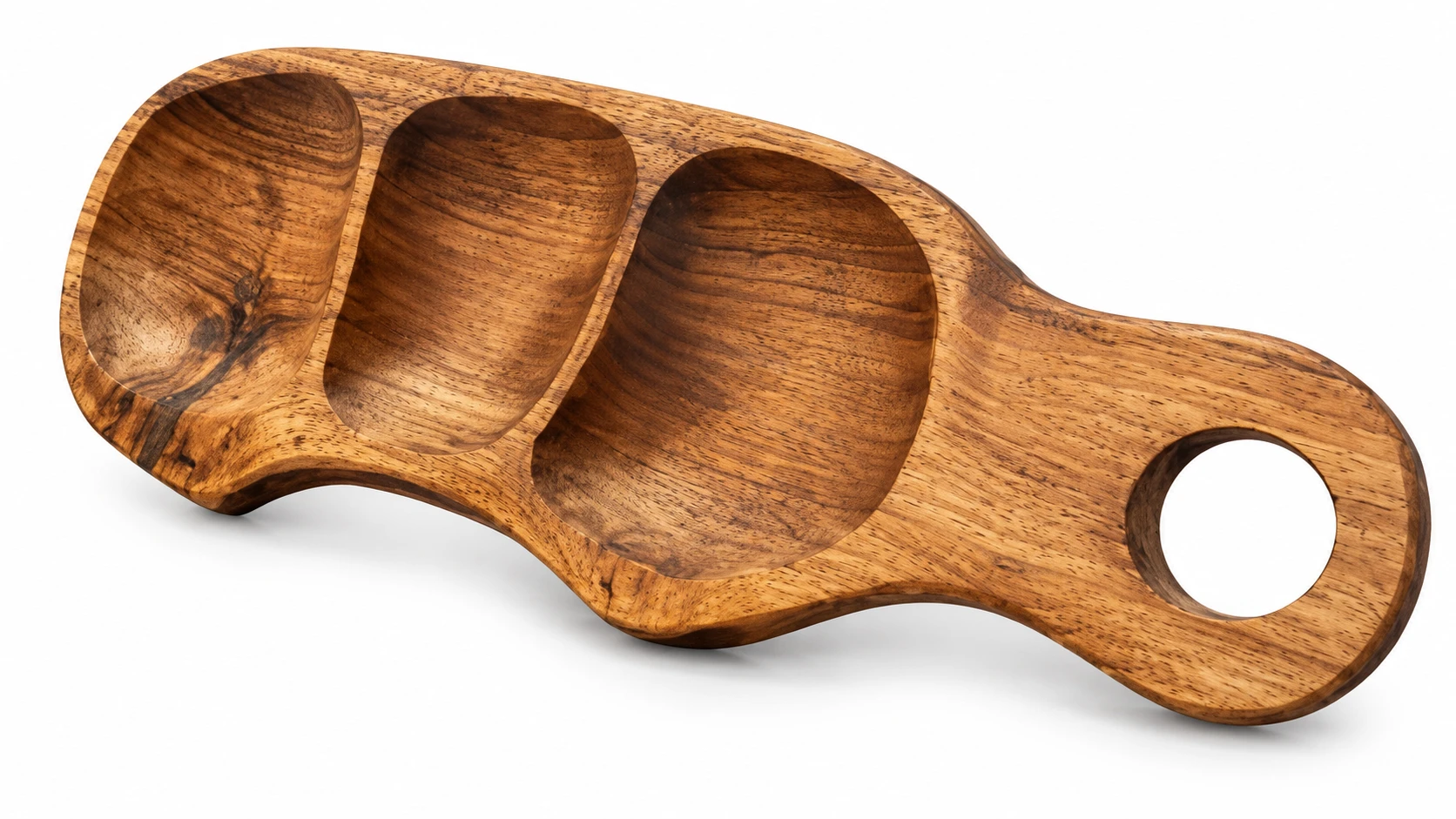 اردو خوری 3 خانه چوبی دست ساز  Handmade 3-compartment wooden serving tray