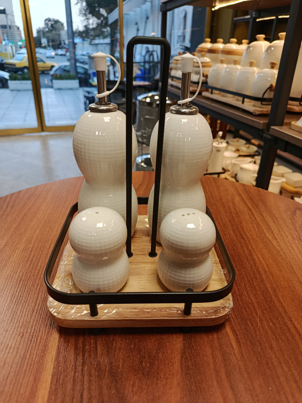ست آبلیمو و نمکدان سرامیک چوب Ceramic and Wood Lemon Juice and Salt Shaker Set
