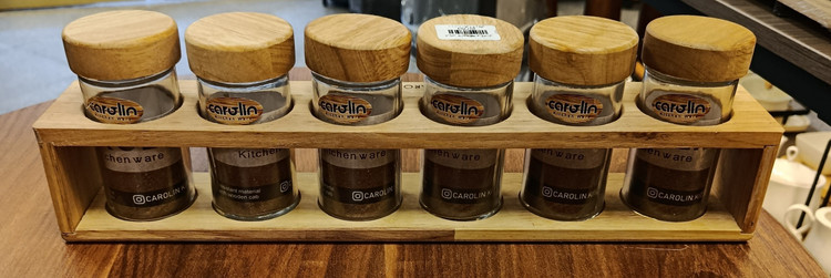 جا ادویه قطاری چوب کارولین ۶ عددی Caroline Wooden Train-Style Spice Rack (6-Piece)