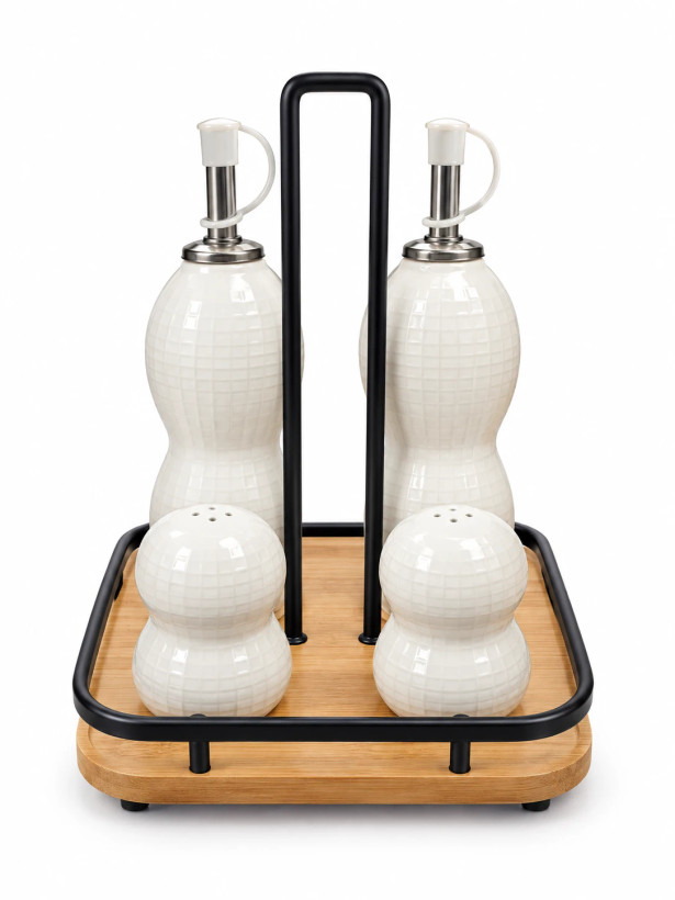 ست آبلیمو و نمکدان سرامیک چوب Ceramic and Wood Lemon Juice and Salt Shaker Set