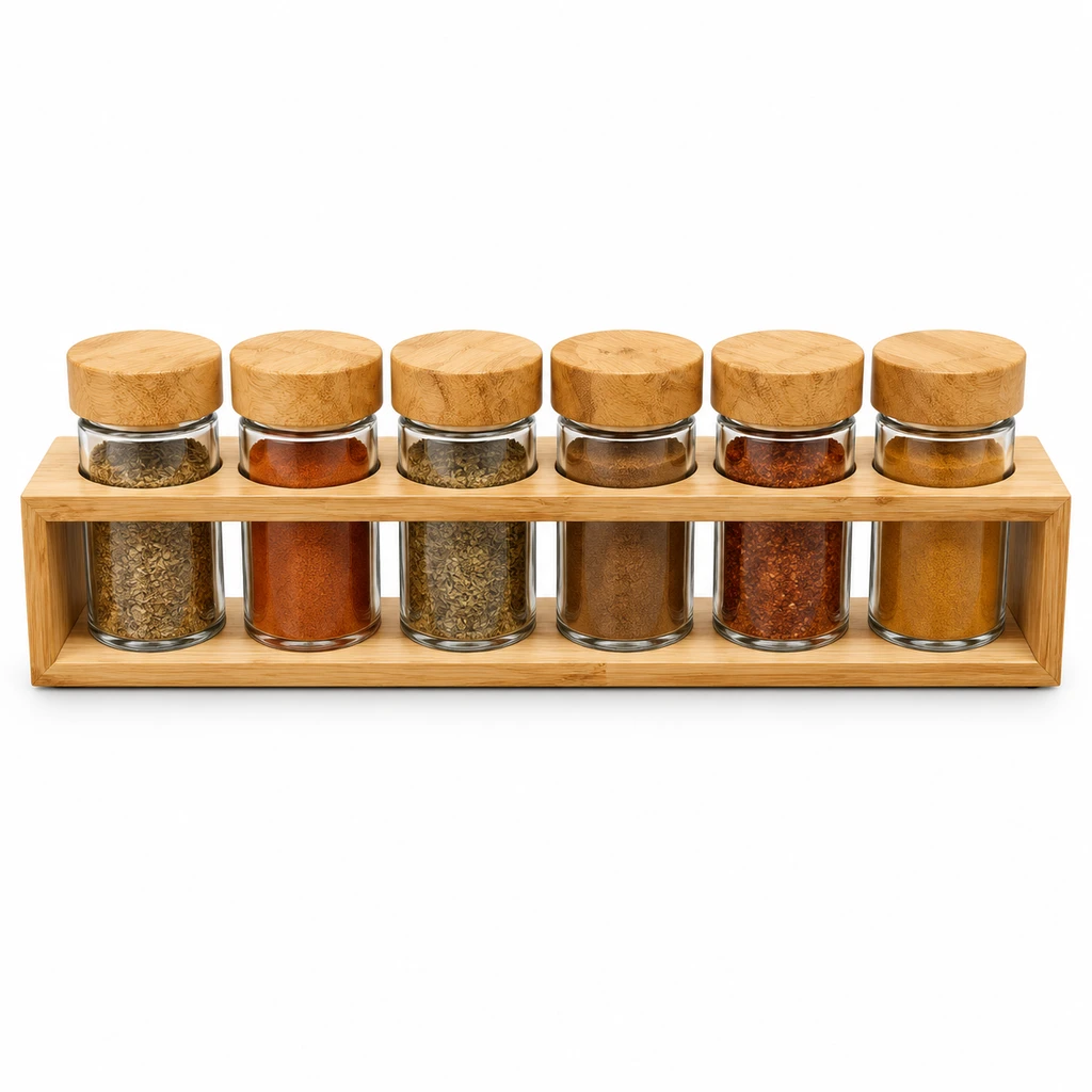 جا ادویه قطاری چوب کارولین ۶ عددی  Caroline Wooden Train-Style Spice Rack (6-Piece)