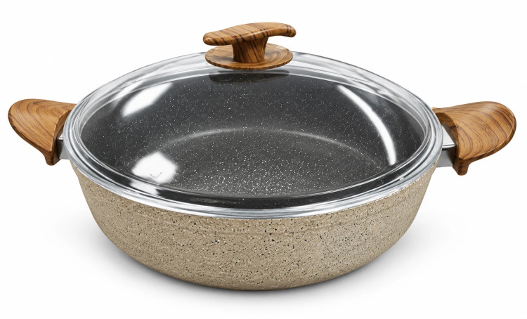 تابه المینیوم گرانیت اویز دربدار Aluminum Granite Frying Pan with Lid and Hanging Loop