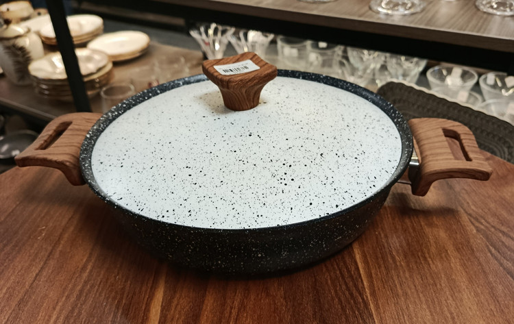 تابه گرانیت هاناتک درب سفید سایز 26 Hanatek Granite Pan with White Lid, Size 26