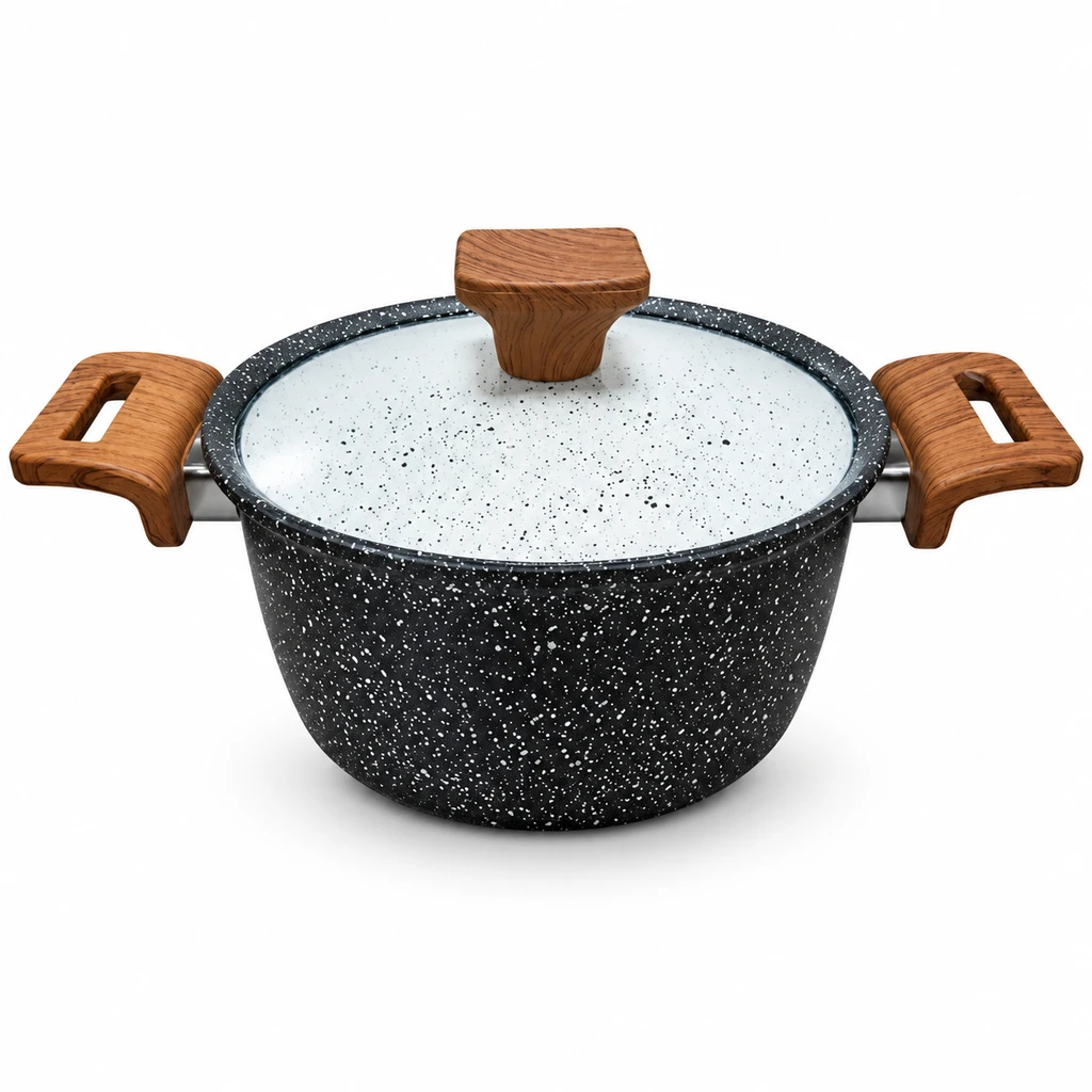 قابلمه گرانیت هانا تک درب سفید سایز ۱۸  Hanatek Granite Pot with White Lid size 18