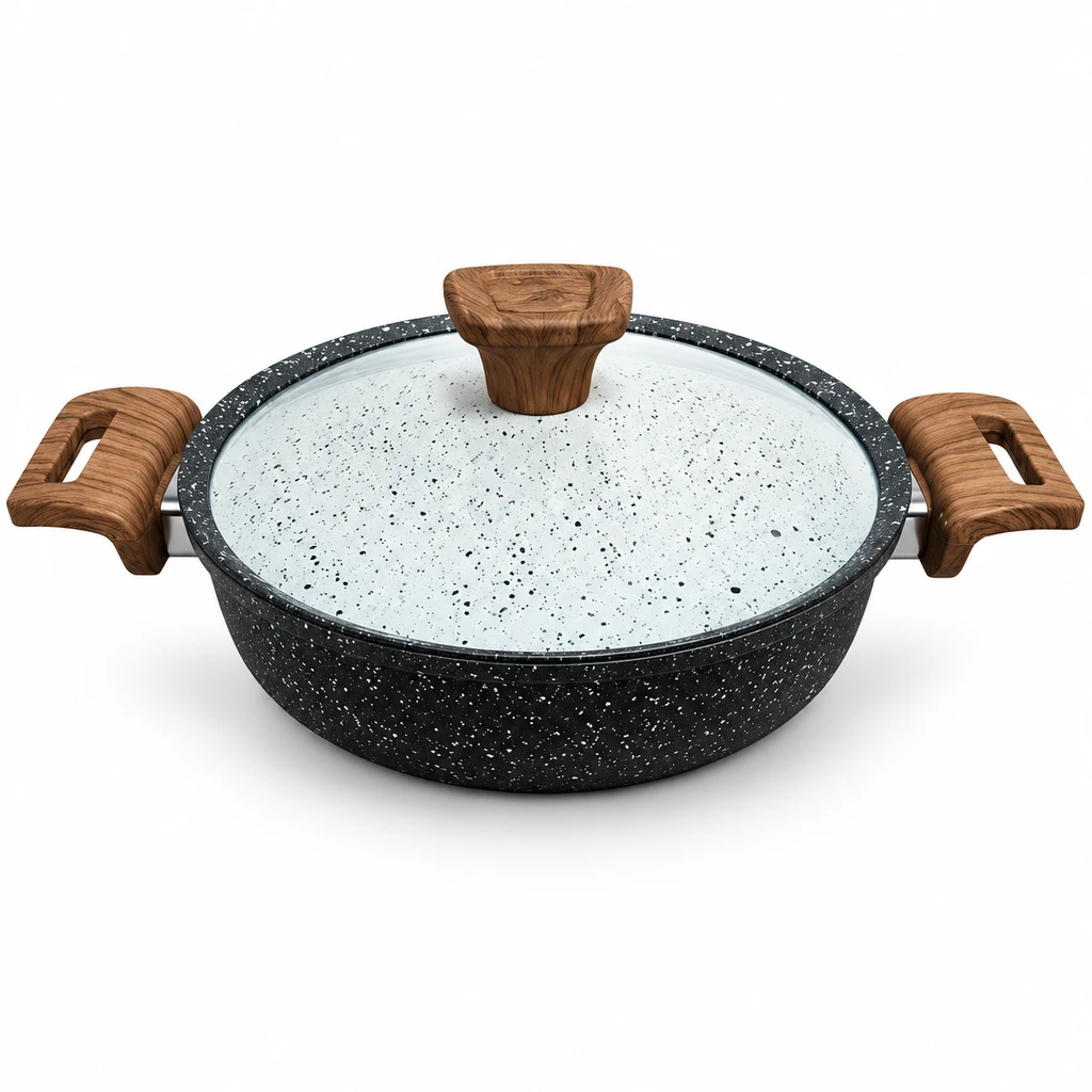 تابه گرانیت هاناتک درب سفید سایز 22  Hanatek Granite Pan with White Lid, Size 22