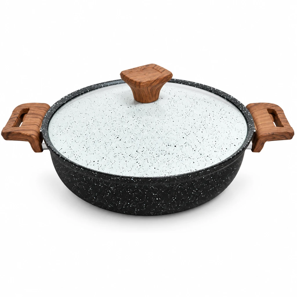 تابه گرانیت هاناتک درب سفید سایز 26  Hanatek Granite Pan with White Lid, Size 26